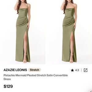 Azazie Leonis Pistachio Satin Dress